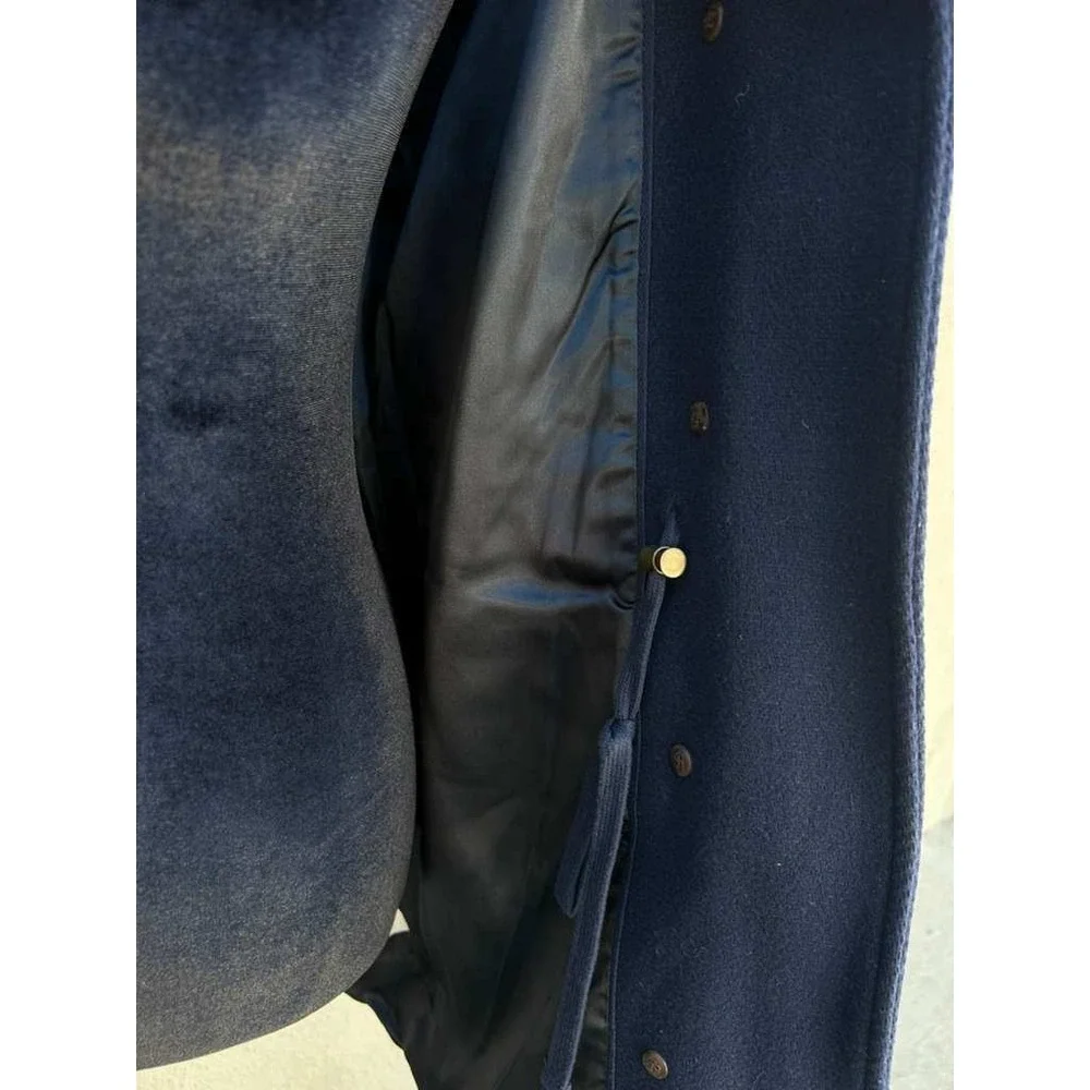 J.Crew Stadium Cloth Nello Gori Navy Blue Hooded Wool Blend Coat Parka 31410 - Picture 9 of 10